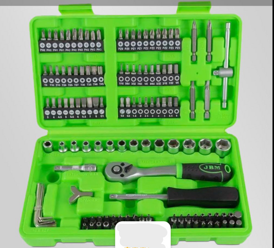 COFFRET CLIQUET 1/4 ET DOUILLES + EMBOUTS 130 PIECES 53953