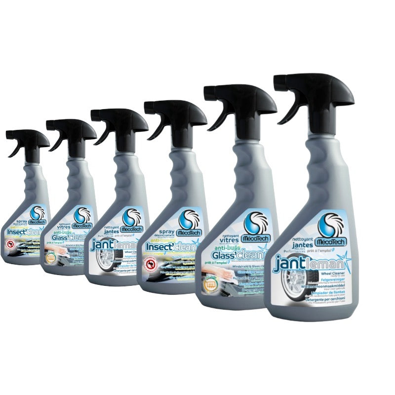 Promotion - Lot de 6 Pulvérisateurs d'entretien - 2x GLASS'CLEAN + 2x INSECT'CLEAN + 2x JANTLEMAN