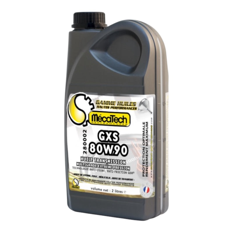 GXS huile de boite et ponts 80W90 Bidon de 2 litres mecatech