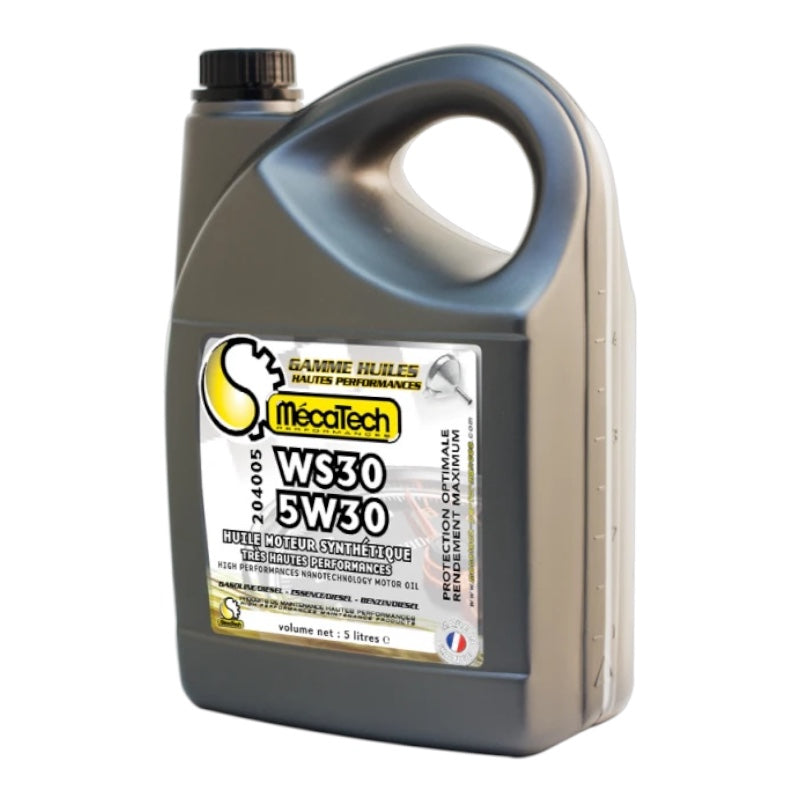 WS30 Huile Synthétique Nanotechnologie 5W30 Essence Diesel Bidon de 5 litres MECATECH réf 204005