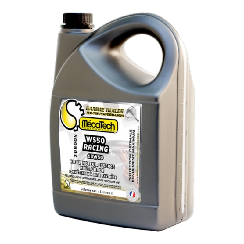 Huile moteur WS50 RACING 15W50 ESSENCE Bidon de 5 litres MECATECH réf 208005