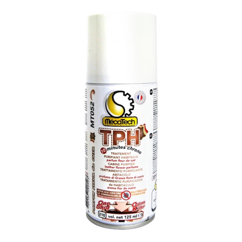 TPH Fleur de cuir Désinfectant Auto-percutant One Shot Aérosol Désodorisant Professionnel Aérosol de 210 / 125 ml - Réf. MT052