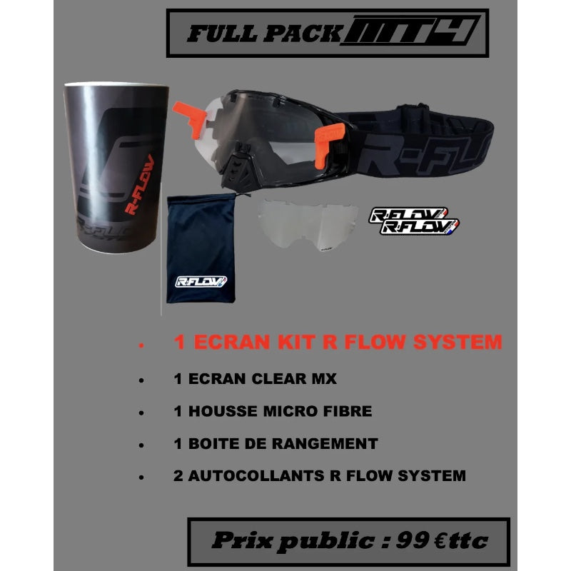 Masque MT4 R-FLOW anti buée et aéré - moto vélo jet quad - FULL PACK