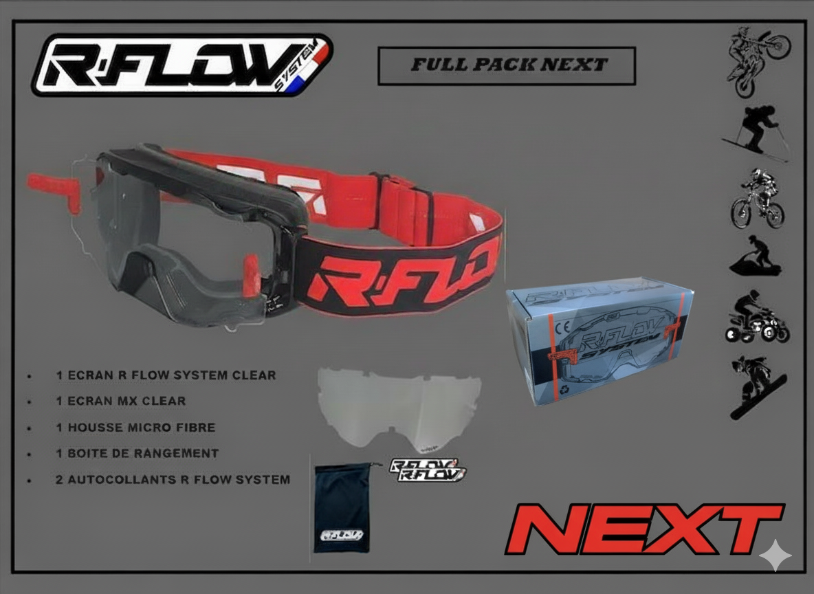 Masque NEXT R FLOW anti buée et aéré  moto cross enduro extrême vélo jet quad - FULL PACK NEXT